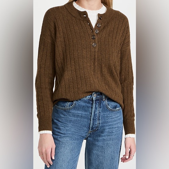 Madewell Bowden Henley Sweater in Coziest Yarn Size XS Brown Warm & Fuzzy - Picture 9 of 9